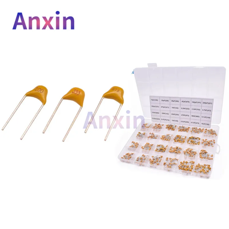 

180/300/480/500PCS Monolithic Ceramic Capacitor Kits 10pF - 10uF 50V 106 105 474 104 103 102 101 33 47 56 68 PF 10NF 100NF MLCC