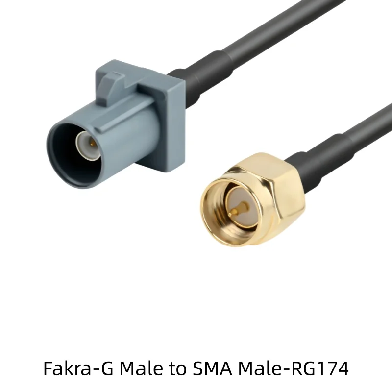 grey Fakra-G Male plug to SMA Female jack connector GPS antenna fakra extended RG174 cable