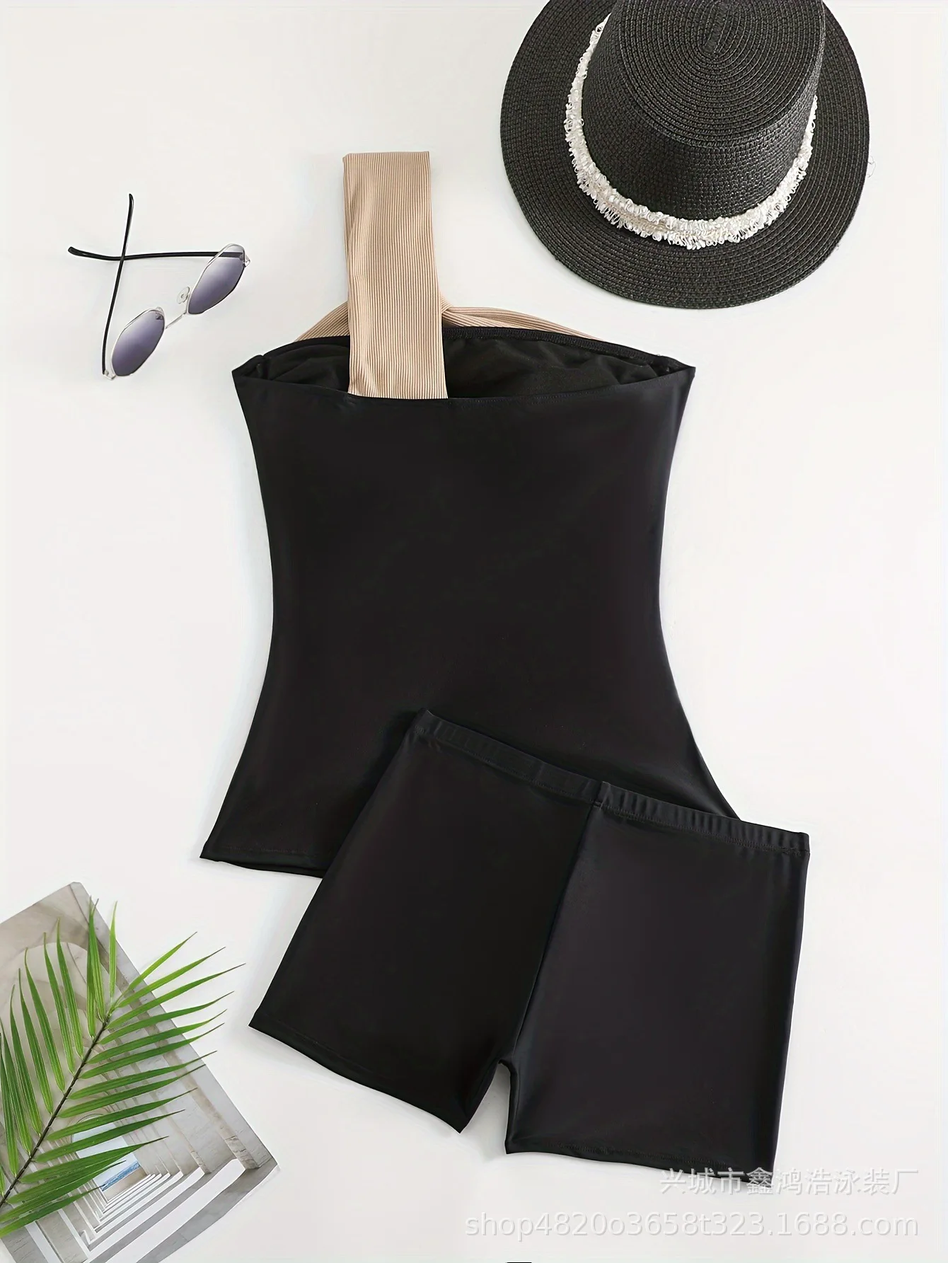 2026 Costume da bagno bikini monospalla a vita alta con controllo della pancia Costume da bagno sexy in due pezzi con copertura per pantaloncini da vacanza primaverili da spiaggia