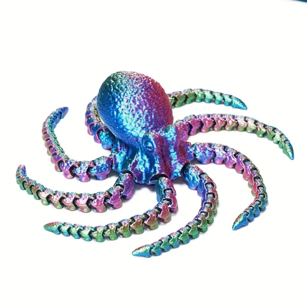 27Cm 3d Gedrukt Octopus Beeldje Met Flexibele Gewrichten Voor Thuis Kantoor Decor, Oceaan Dier Tafel Ornament Ideaal Cadeau Speelgoed