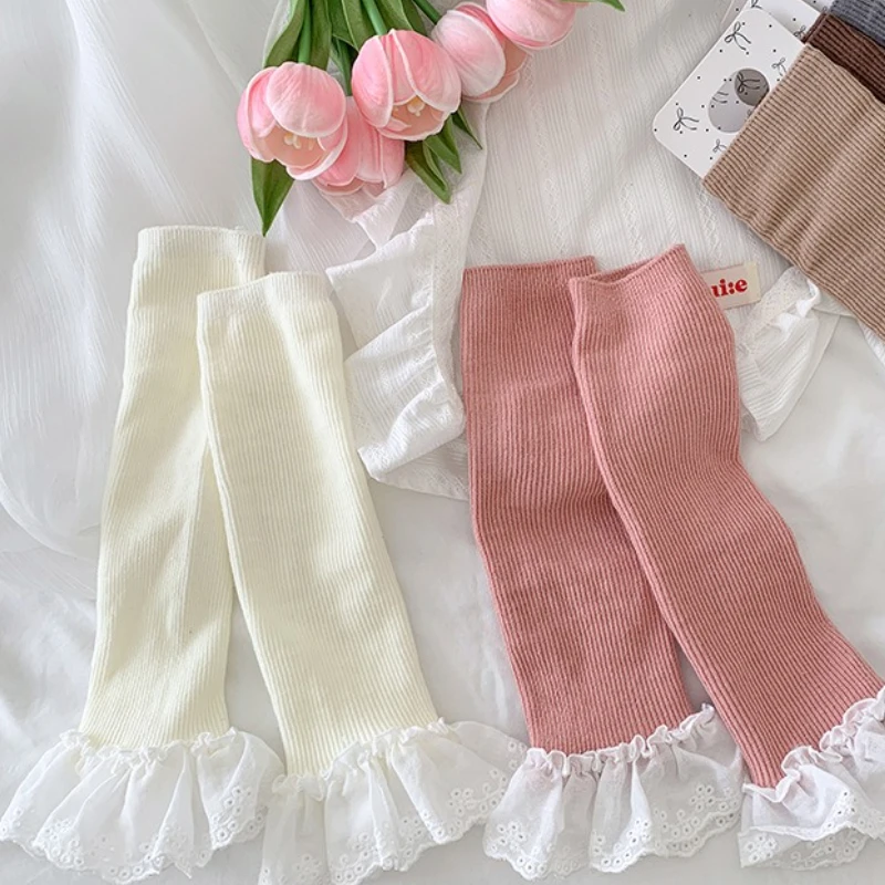 

Kawaii Leg Warmers for Kid Girl Combed Cotton Ruffle Lace Socks Korean Mid-Calf Leggings Soft Breathable Children's Ankle Socks
