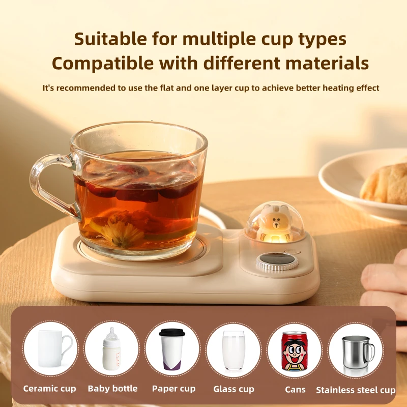 Home Office Desktop Electric Milk Tea Heat Coaster Coffee Mug Heating Mat with Warm Lamp 5 Gear Constant Temperature Cup Warmer