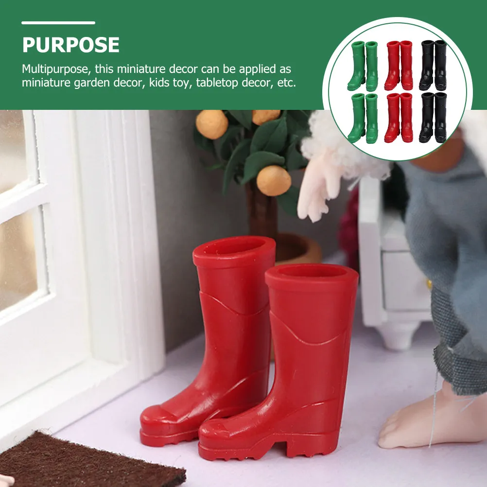 

6Pairs Mini House Shoes Rain Boots Compact Safe Plastic Miniature Accessories Miniature Garden Mini Room Decoration