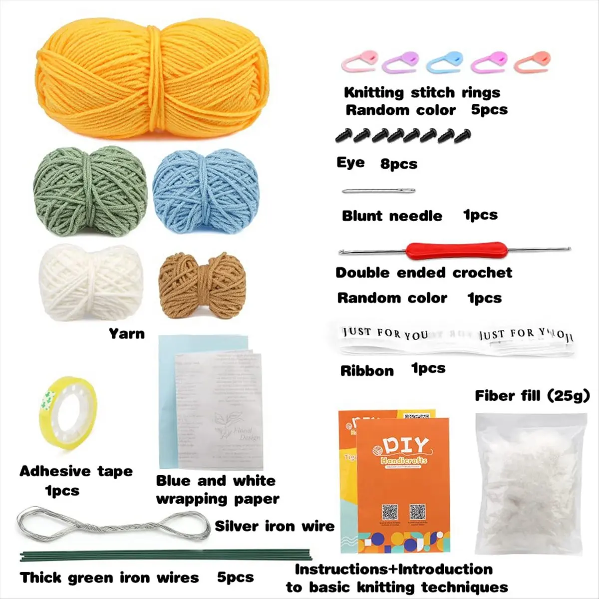 ABCD Crochet Kit for Beginners,Crochet Tigers Bouquet Kit,Crochet Beginner Kits with Yarn with Detailed Tutorials and Videos