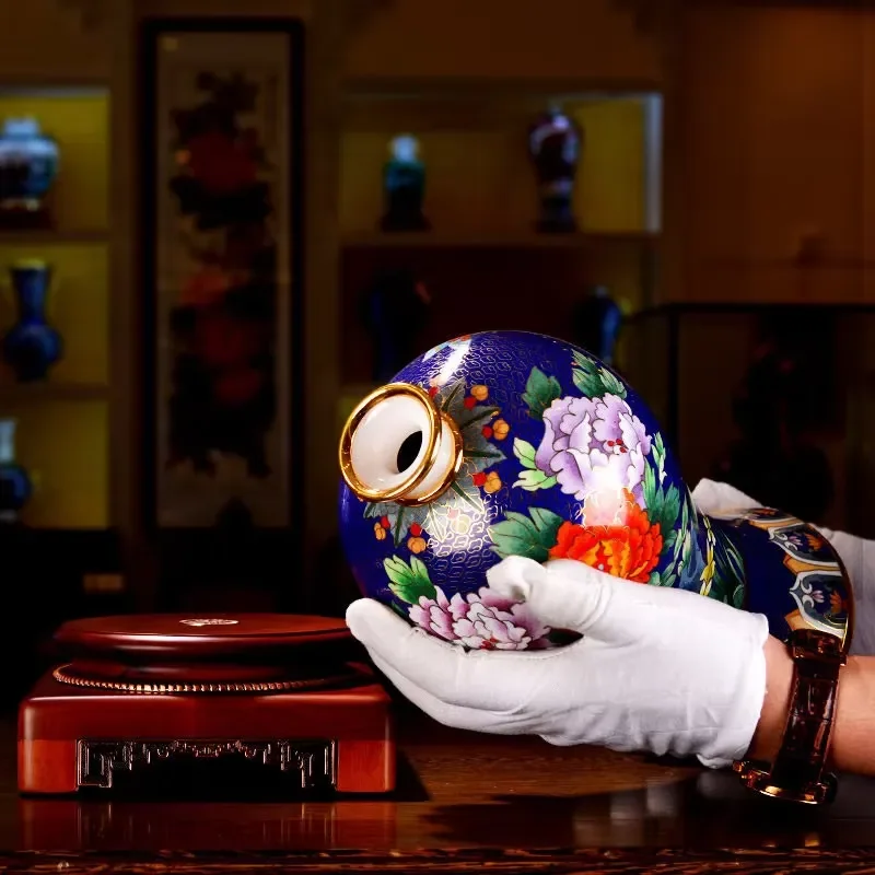 Dai Jialin Master Cloisonne Vase Long-Lasting High-End Ceramic Porcelain for Home Decor Prosperous Plum Design for Living