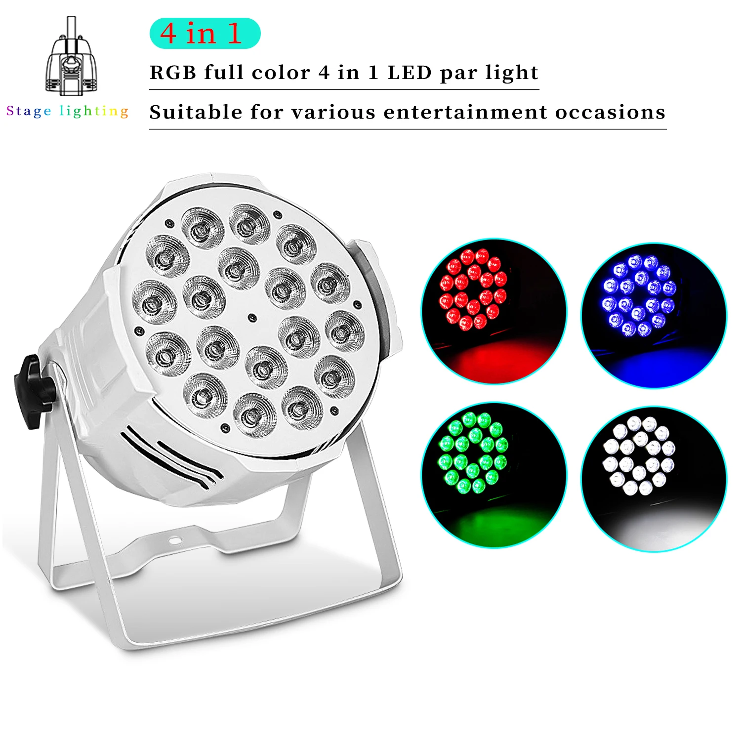 

18x12W RGBW 4 in 1 LED Par Light White Aluminum Stage Light with DMX Control for Wedding Chapel DJ Disco Stage Lighting