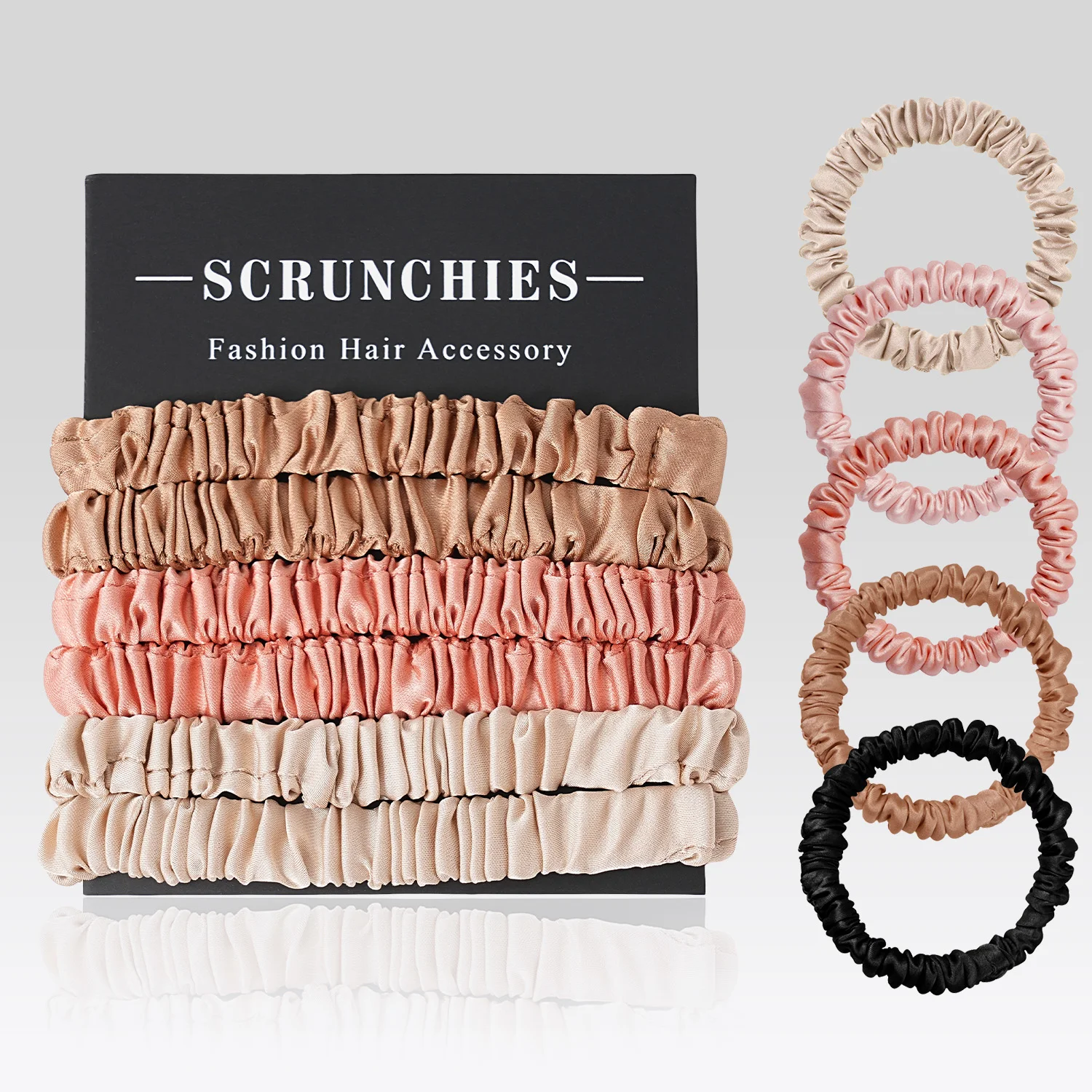 

Противоскользящие шелковые резинки для волос ручной работы, женские аксессуары для волос для девочек, однотонные натуральные резинки для волос, коробка