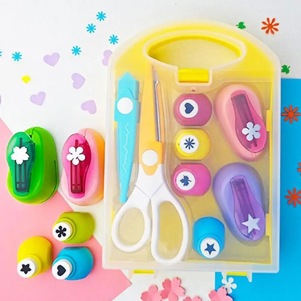 8pcs Creative Hole Punch Set Random Patterns Colors For DIY Scrapbooking Birthday Greeting Cards Children Craft Supplies