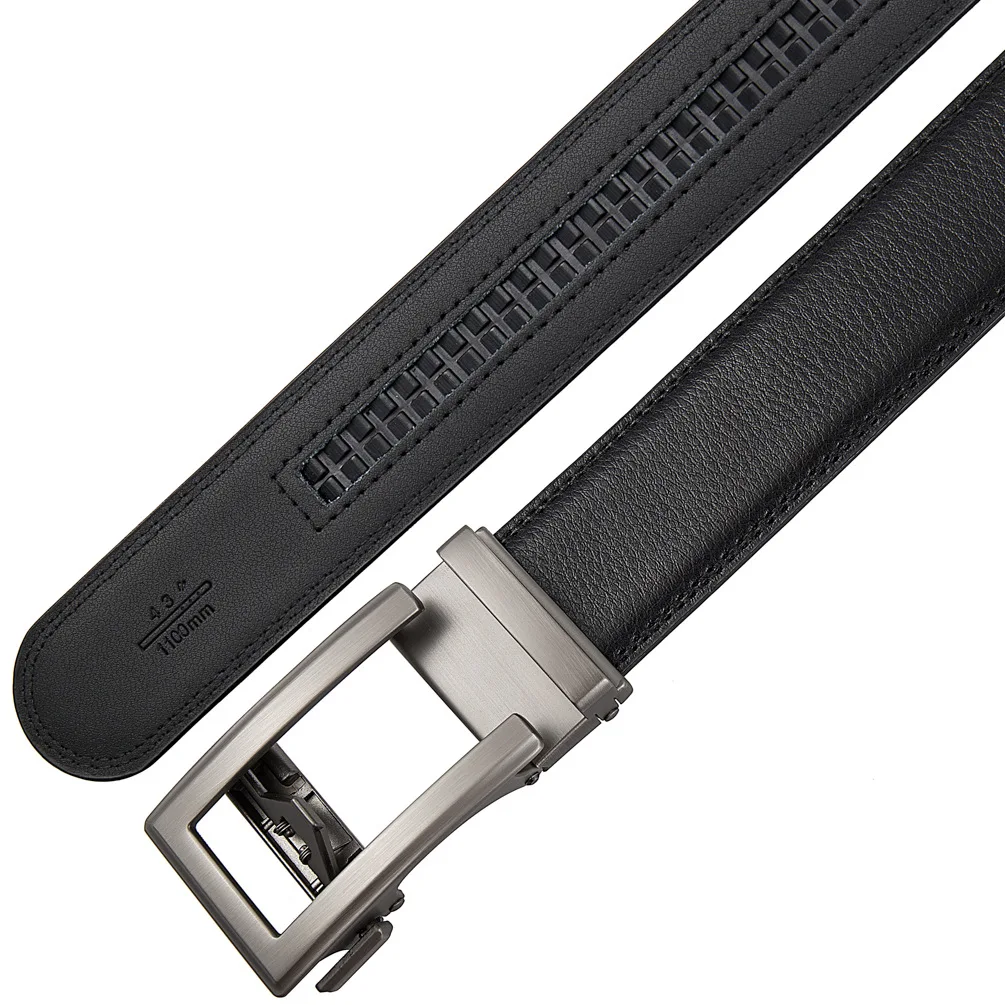 3,5 cm breiter Luxus-Designer-Ledergürtel für Herren mit automatischer Ratschenschnalle, Übergröße, blau, schwarz, braun, formelles Accessoire – Detail 5