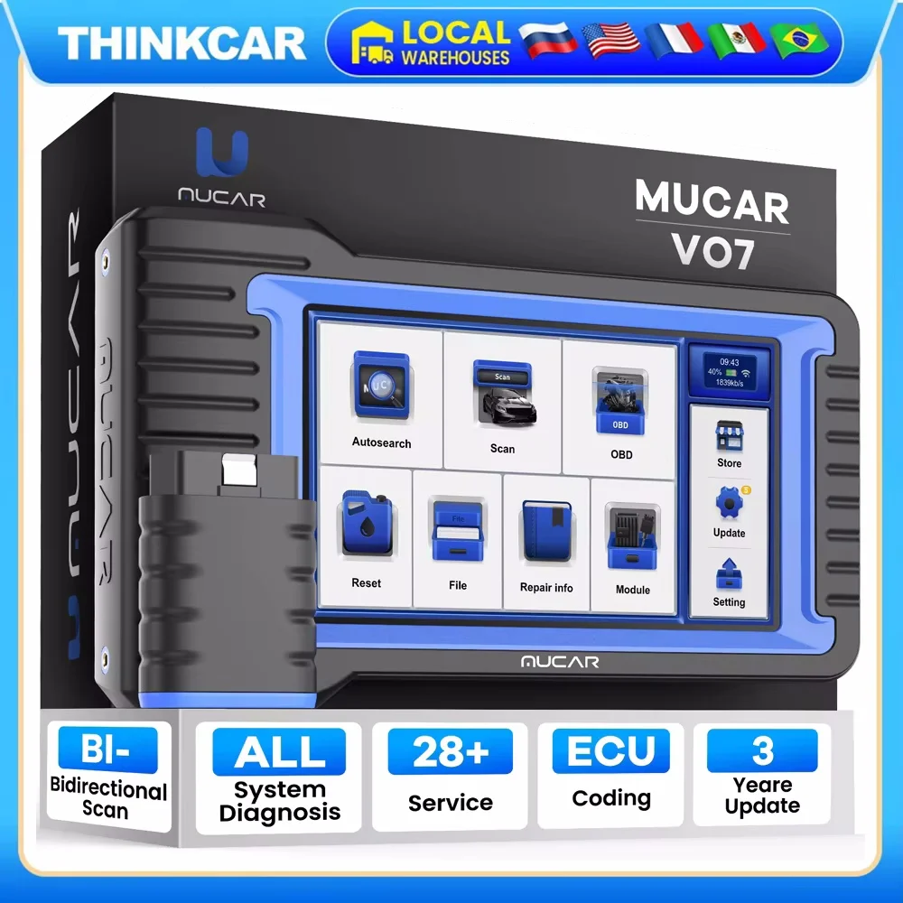 

MUCAR VO7 VO7S Диагностические инструменты 28, сброс, бесплатная полная система, автомобильный сканер OBD2 с двунаправленной функцией кодирования ЭБУ