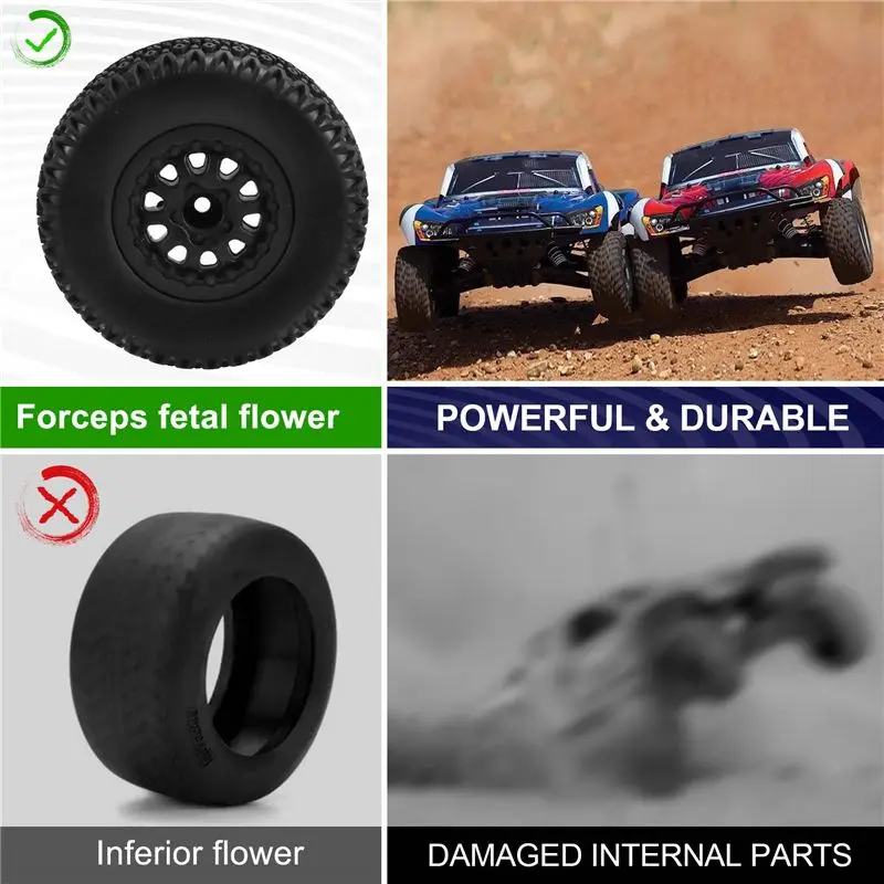 CYGJ-12Mm Hex RC Wheels And Tires 1/10 Scale Pre-Glued RC Short Course Truck Tires And Wheels