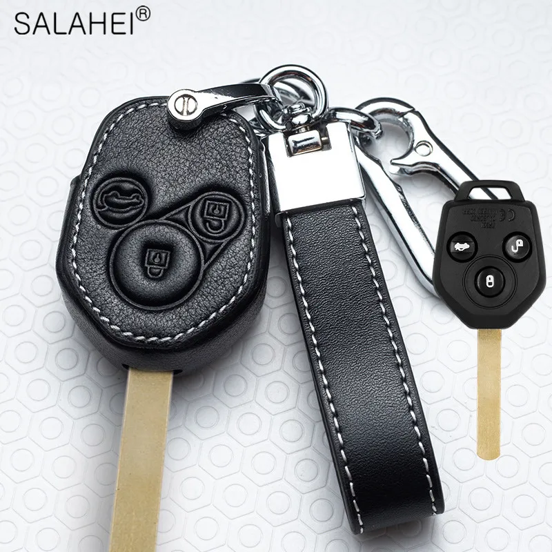 Leather Car Key Remote Case Fob Cover For Subaru Legacy Forester Outback Impreza Liberty B9 Tribeca Baja Keychain Accessories