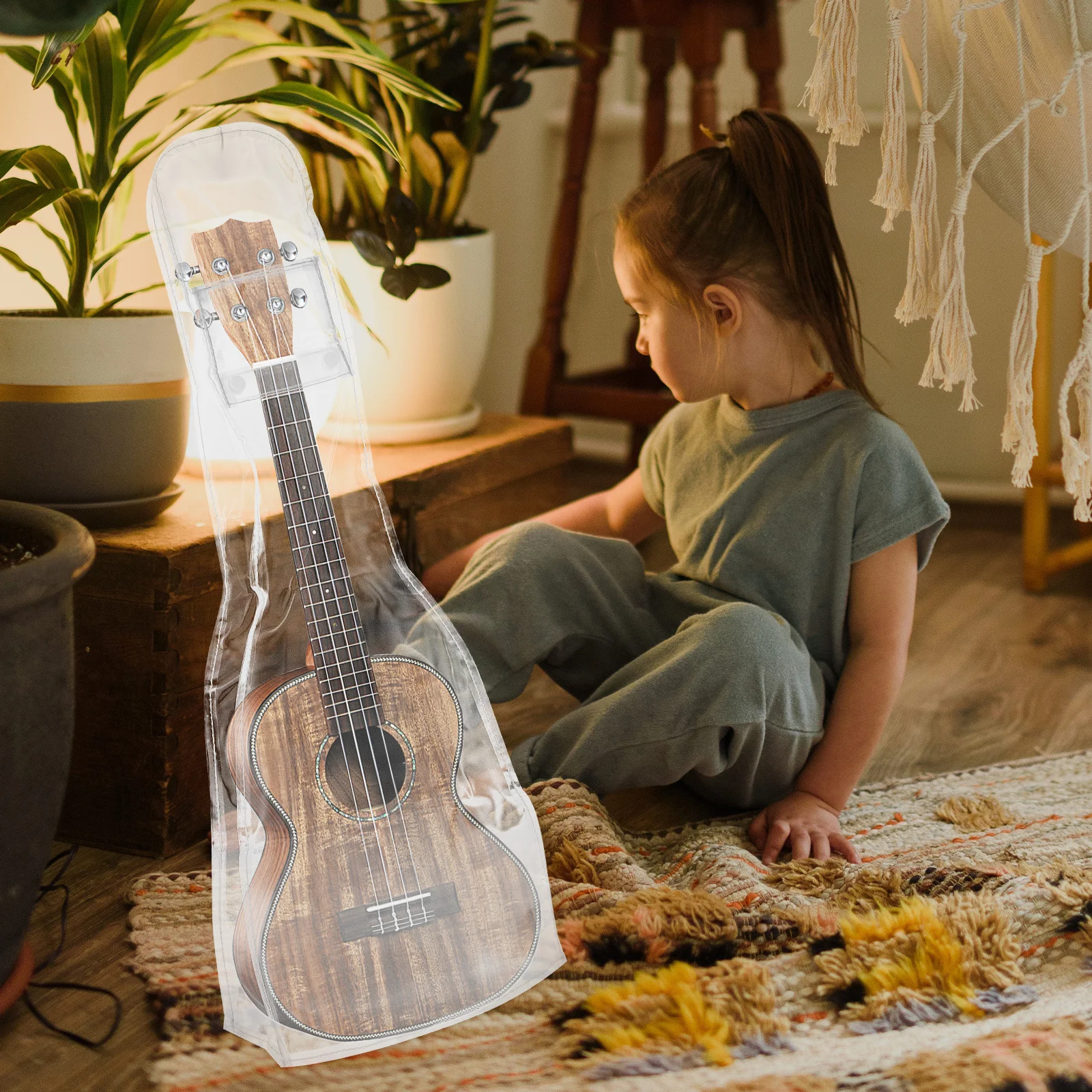 

Plastic Ukulele Dust Transparent Protective Cover For Musical Instrument Clear Music Cover Easy Install Long Lasting Simple