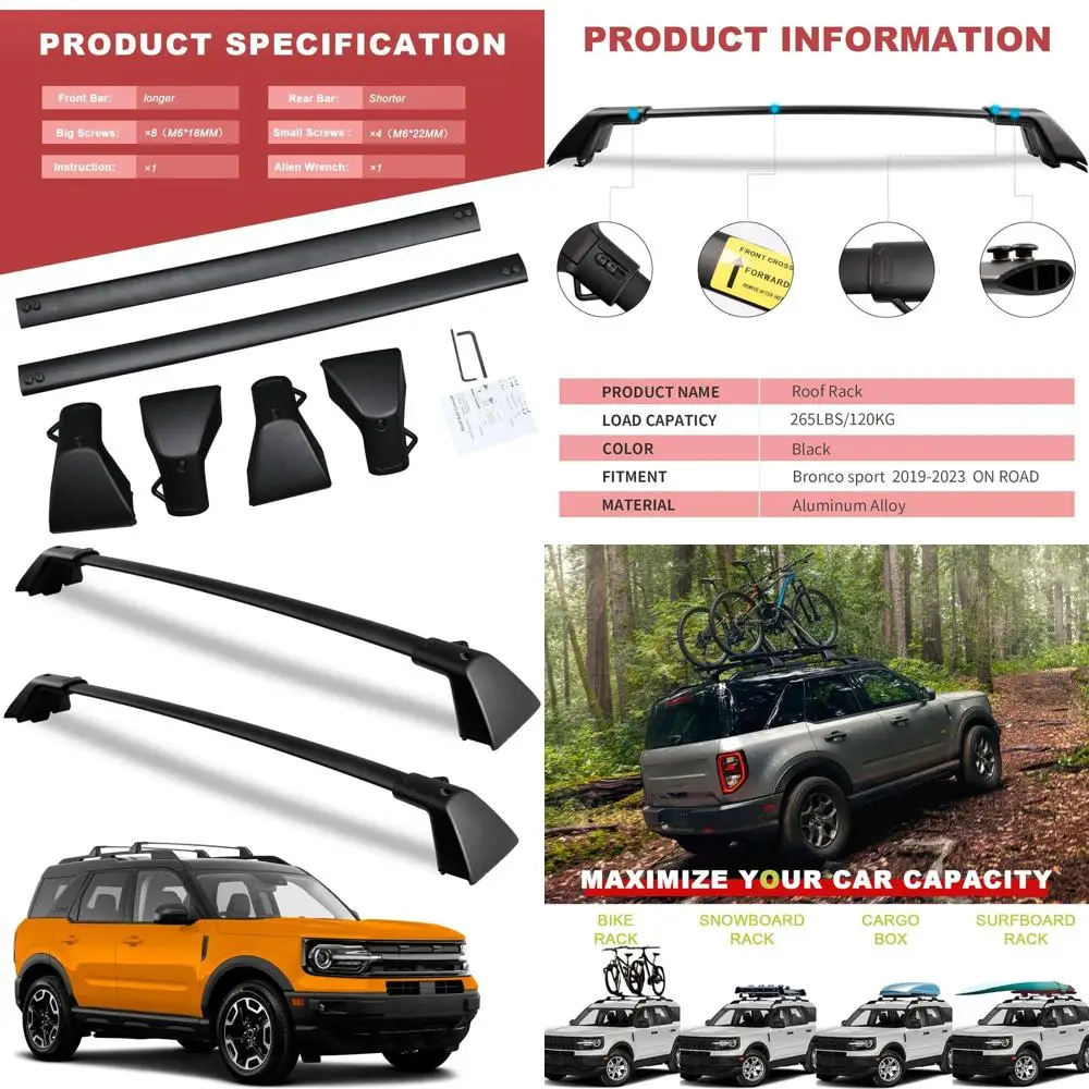 Aluminum Crossbars for 2021-2025 Ford Bronco Sport Models: Base, Bigbend, Outer Banks, Heritage Edition - Heavy Duty Roof Racks