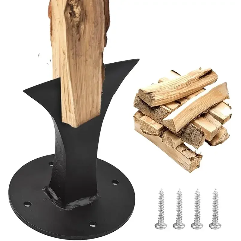Manual Wood Splitting Wedge - Heavy Duty Steel Firewood Splitter，Belt 4 Hole Installation Design，Portable Wood Splitting Tool，
