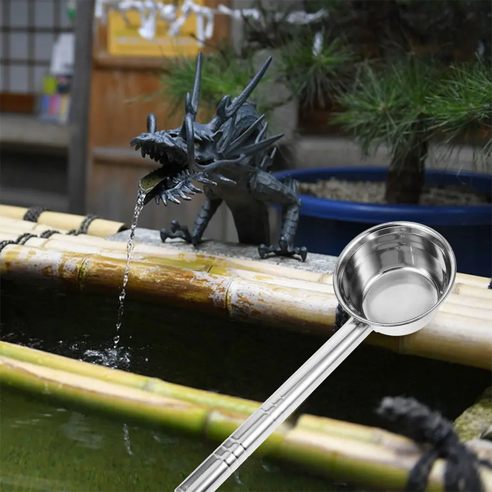 Stainless Steel Water Ladle Long Handle 14Cm Soup Scoop Spoon Water Dipper Shampoo Cup Kitchen Bathroom Garden Bath Rinse