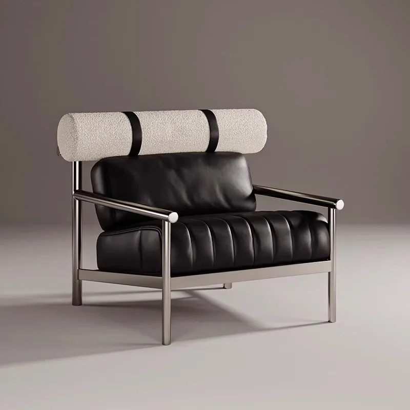 Single Chair Living Room Simple Sofa Chair Medieval Creative Stainless Steel Lounge Chair Negotiation