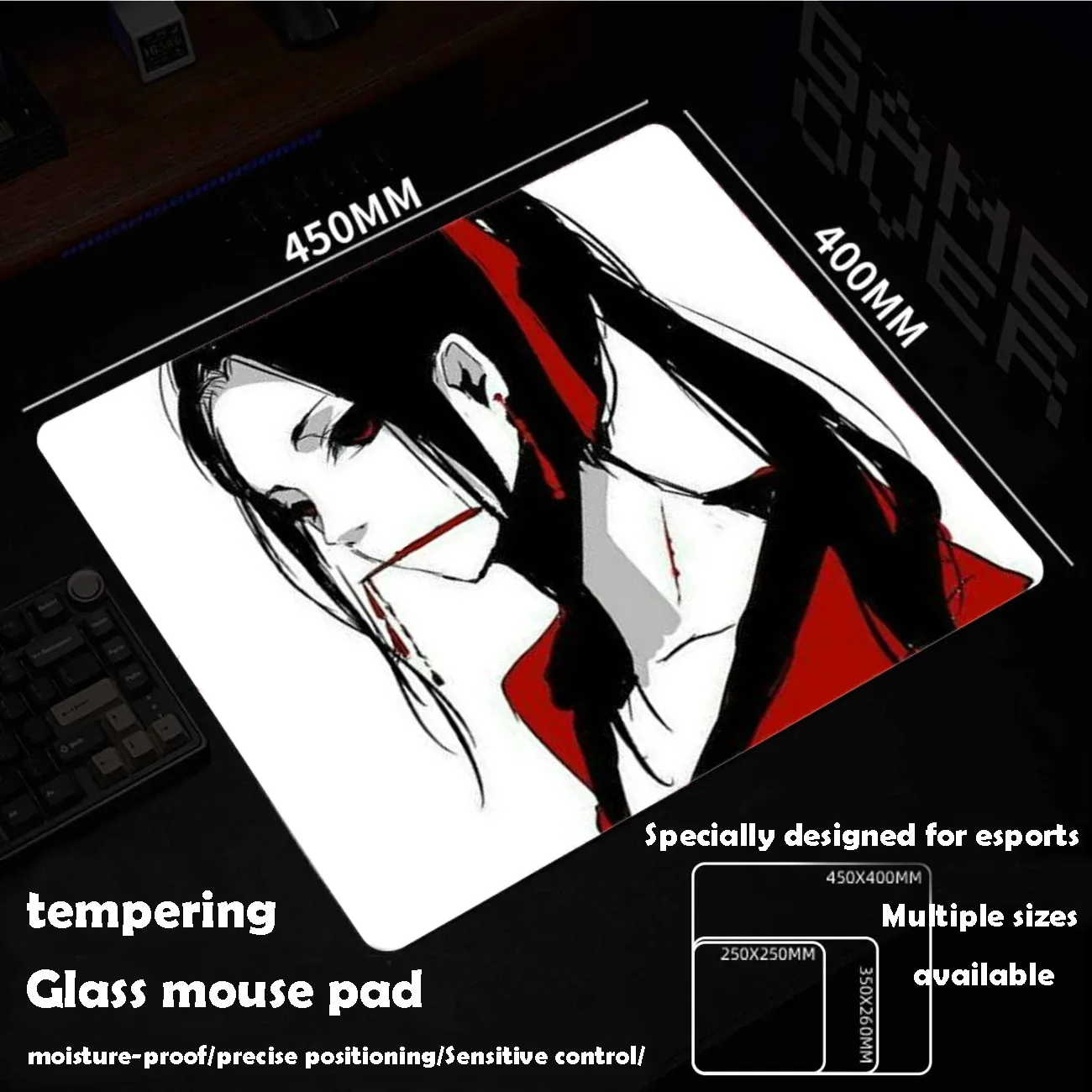 

Cool Girl Glass Mousepad Sora Game Mouse Pad Customized Pattern Tempered Smooth Gaming Desk Mat Fps Esports Office Gaming