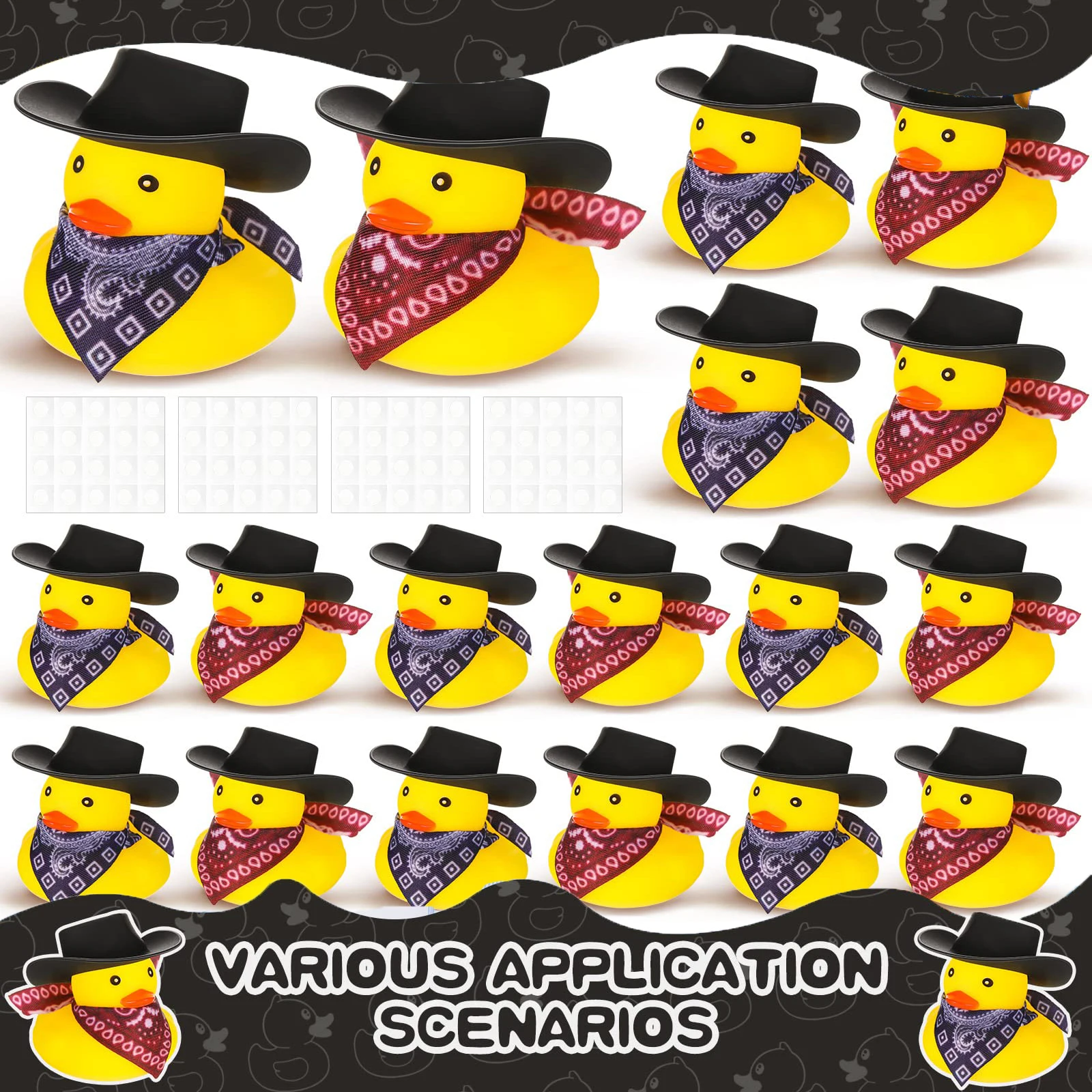 6-60 Set  Brown Cowboy Rubber Duck Bulk Mini Yellow Duckies Party Tiny Ducks Toy Bandanas for Summer Shower Party Favor