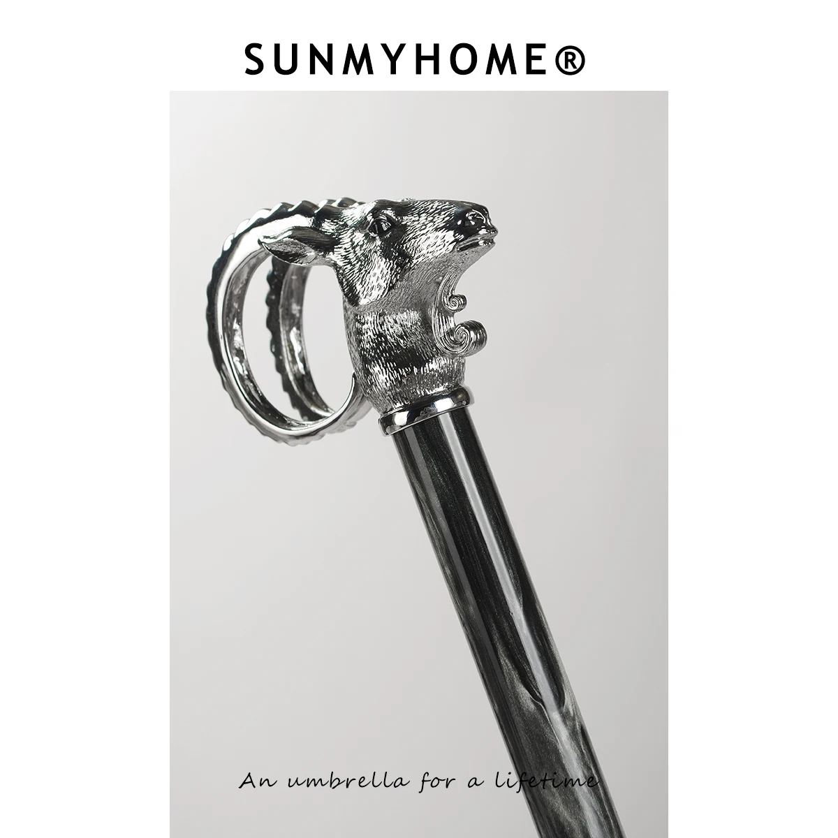 Retro Luxury Long Handle Umbrella Creative Goat Head Sunny Umbrellas UV Protection Windproof Parasol Business Umbrella Men Women