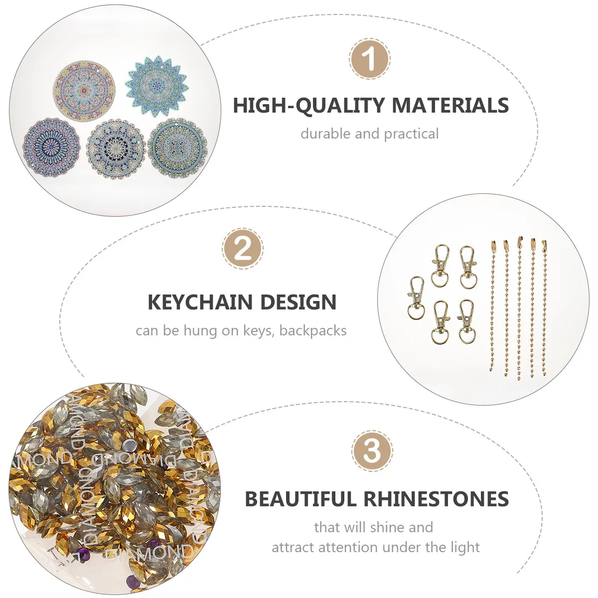 

1Set Diamond Keychain DIY Kit Shiny Rhinestone Accessories Creative Pendant for Key Phone Bag Handmade Rhinestone Decoration