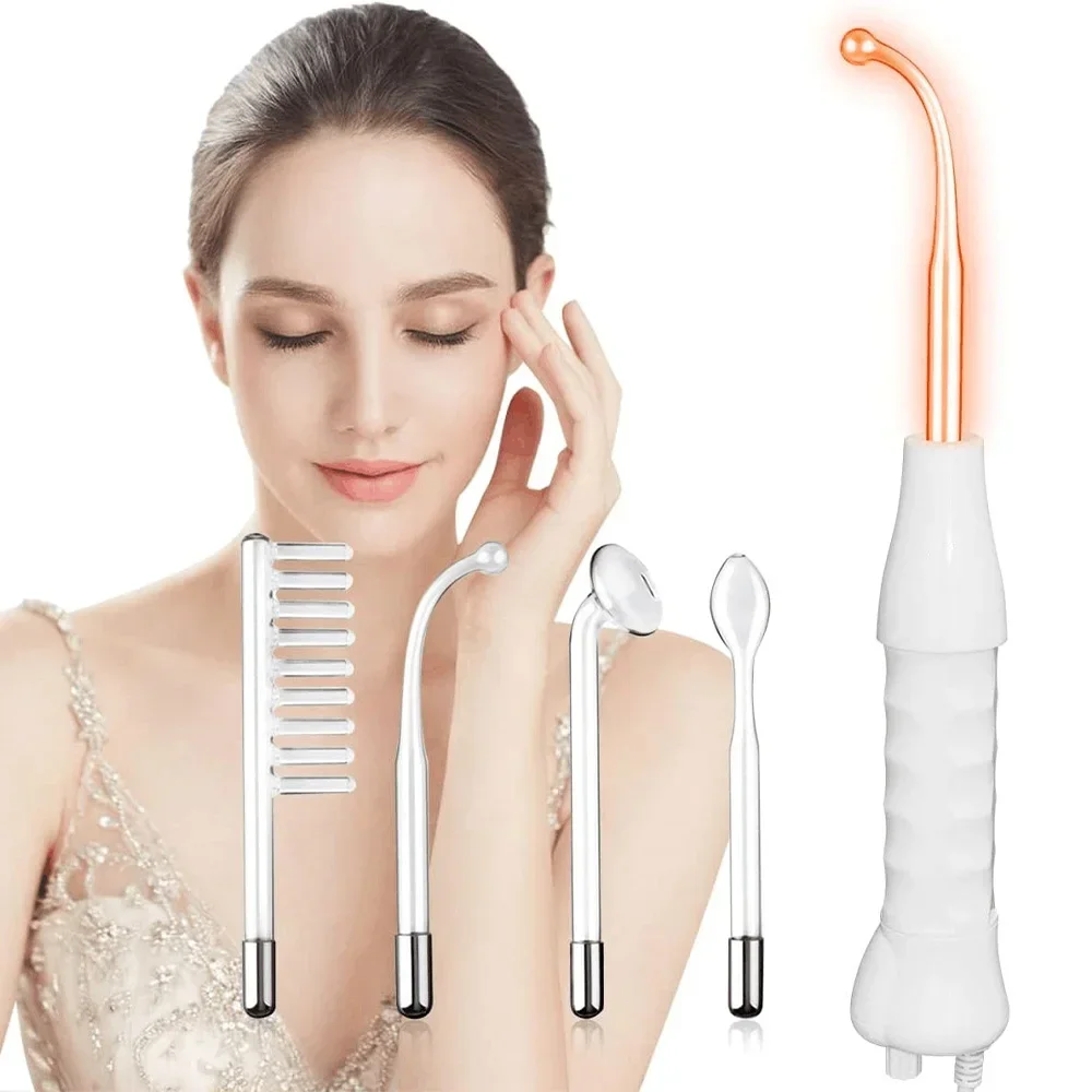 4 in 1 Portable Handheld High Frequency Facial Beauty Machine Skin Therapy Wand Machine for Acne Treatment Skin Tightening