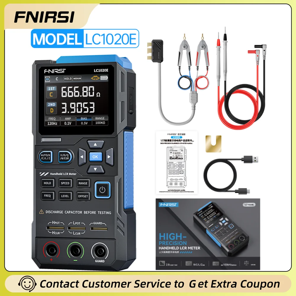 

FNIRSI LC1020E LCR метр, высокоточный широкий диапазон измерений, цифровой мостовой тестер для индуктивности, емкости, сопротивления