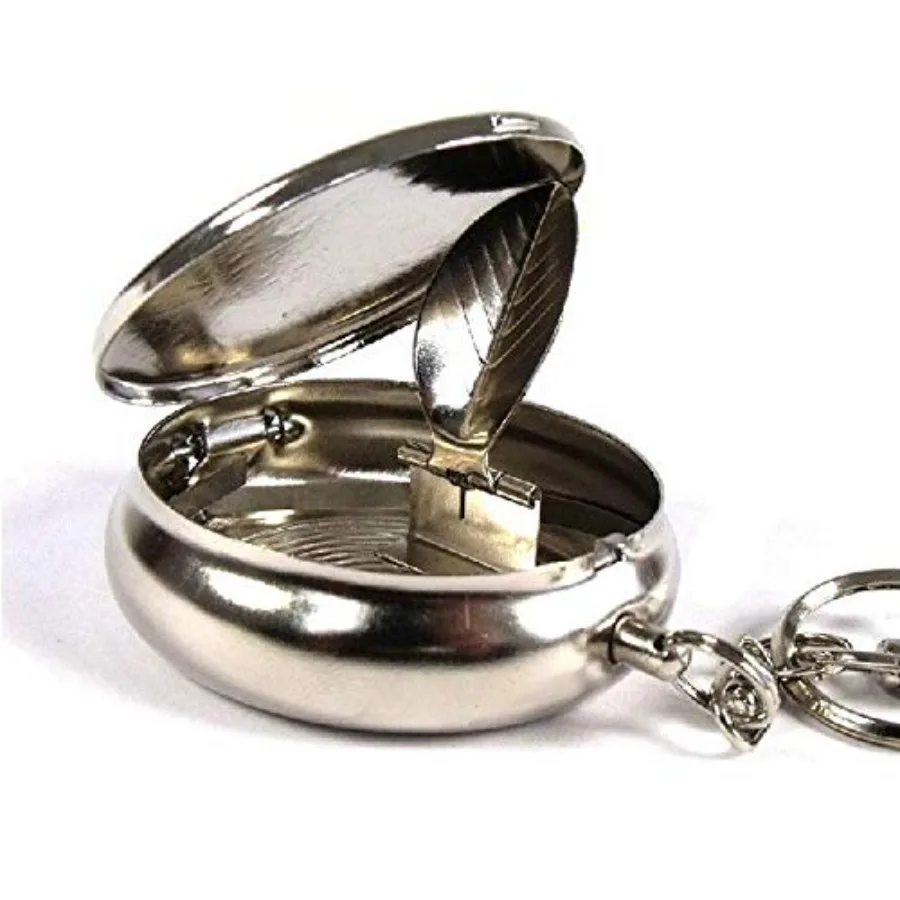 

Stainless Steel Portable Pocket Circular Ashtray Key Chain with Cigarette Snuffer
