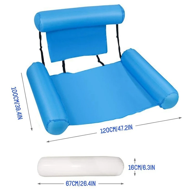 Pool Float Chair, Adult Inflatable Pool Lounger, Foldable Portable Float Seat, Pool Party Summer Water Fun