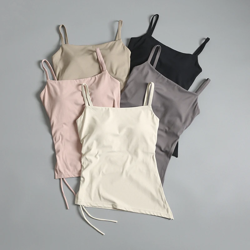 

Nude yoga suit slim sports bra underwear for women slim running fitness vest with chest pad suspender Pilates