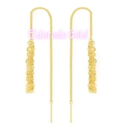 

Eldorado Gold 100% Real 18K Gold Drop Earrings For Women Simple Phoenix Tail Design Pure AU750 Hoop Earring Tassel Earrings Wed