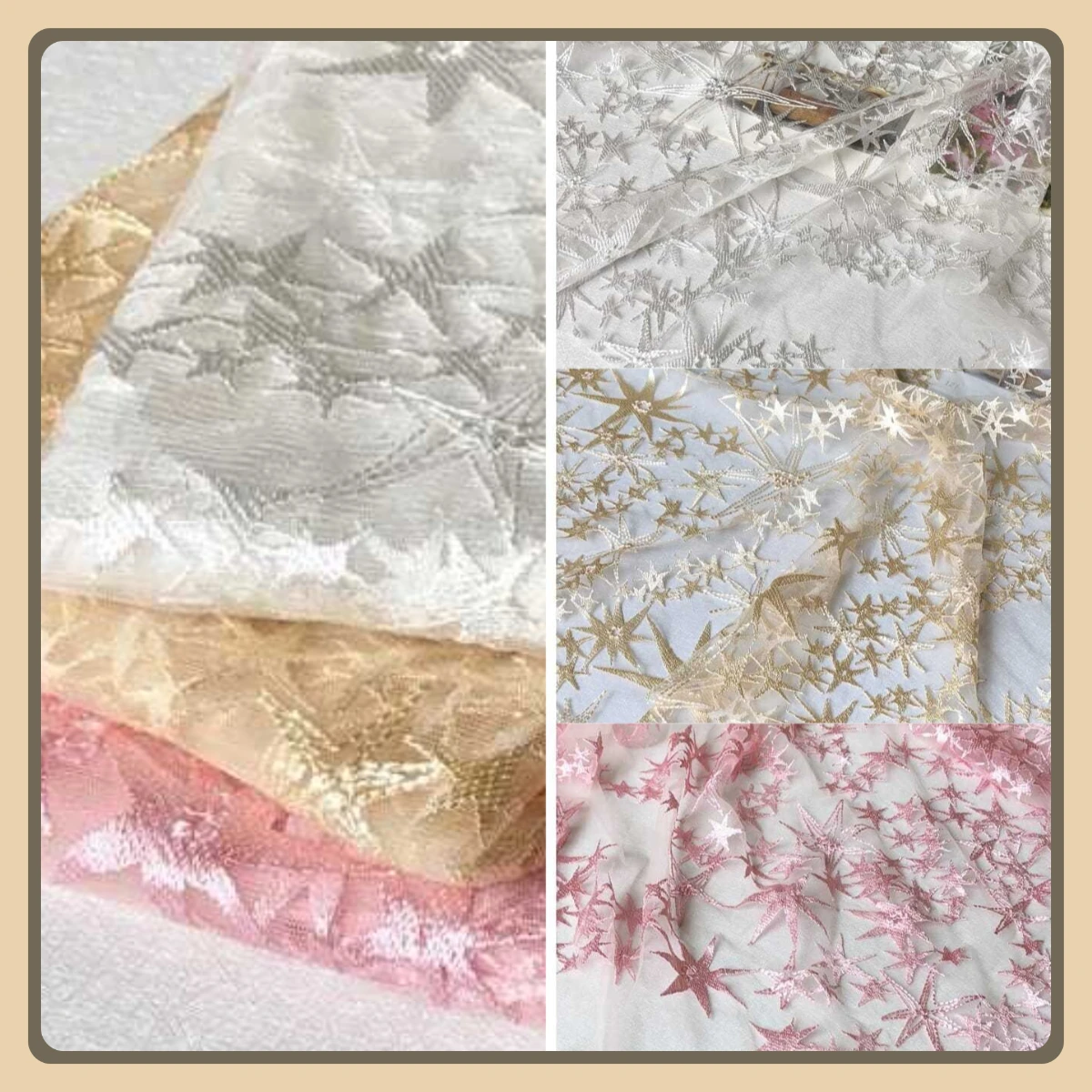 Кружевная вышитая ткань со звездной сеткой, сетчатый материал «сделай сам», для юбки, свадебного платья, аксессуары для одежды ручной работы и фон для фотосъемки