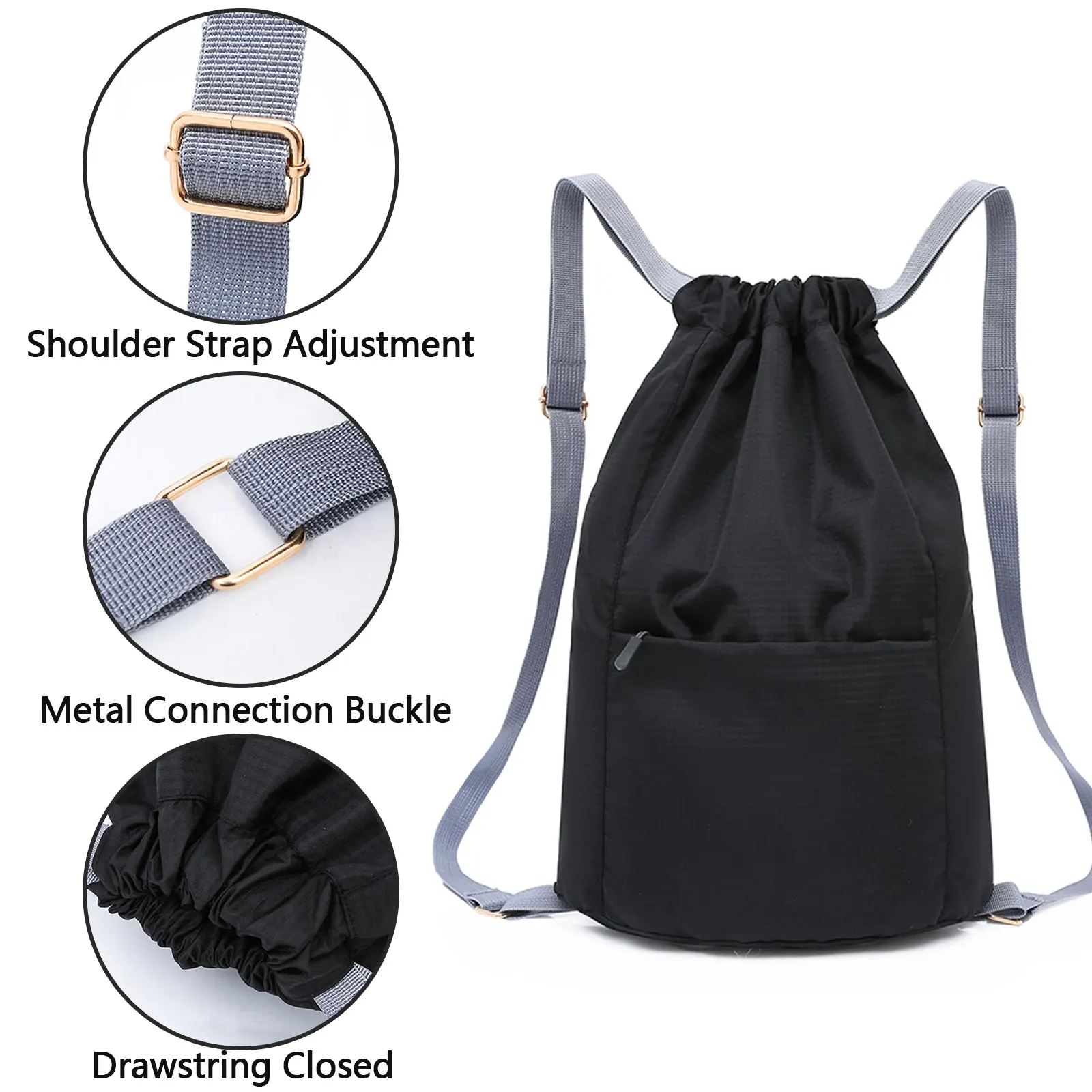 Cordão Mochila, Qualidade Leve, Adequado para Ginásio Esportes, Ao ar livre com Alça de Ombro, Ajustável Portable Zippered Bolsos