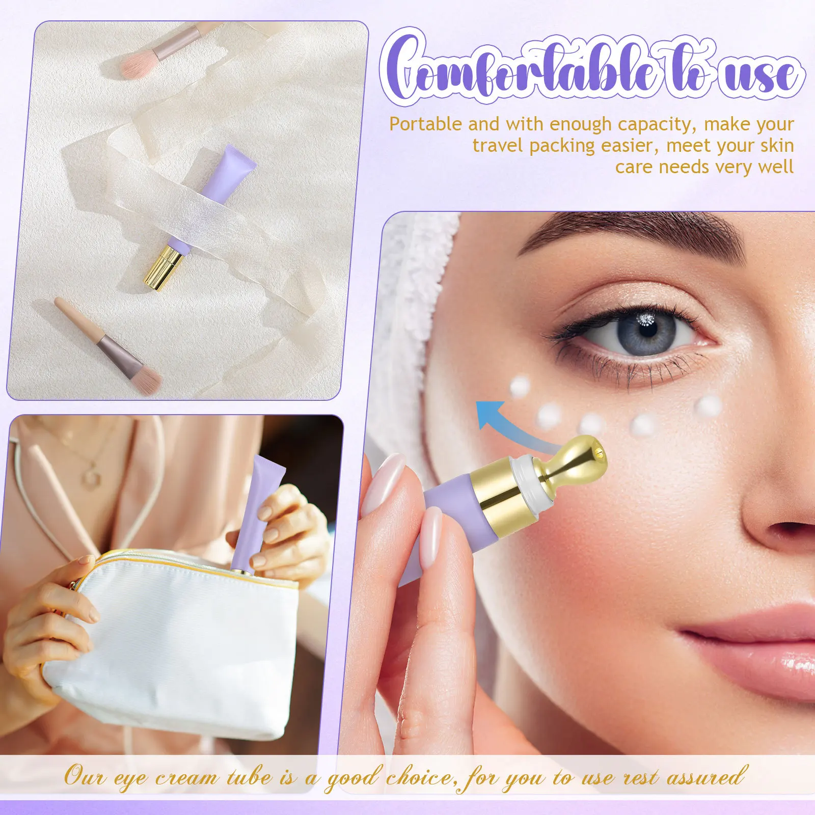 หลอดครีมบำรุงรอบดวงตาขนาด 20 กรัม แบบเติมได้ พกพาสะดวก ใช้สำหรับบรรจุน้ำมันหอมระเหย ใช้สำหรับเดินทาง บรรจุภัณฑ์ครีมบำรุงผิว อุปกรณ์ทาครีม