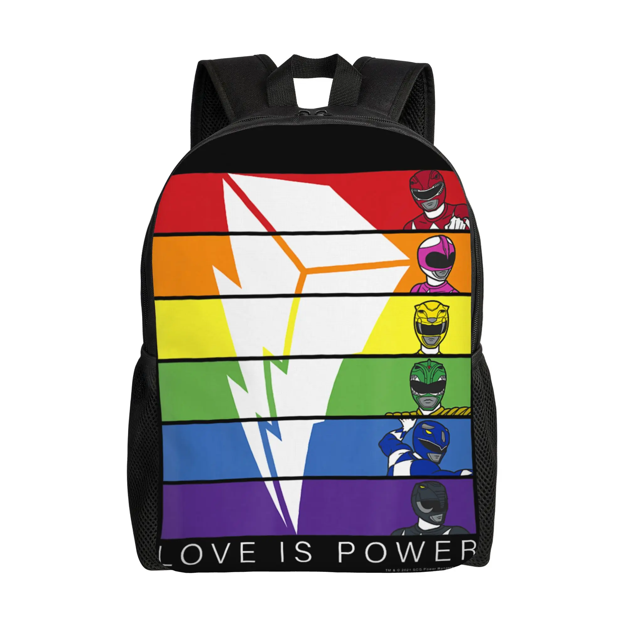 Mochilas Bandai Power Rangers Pride Love is Power Rainbow Panels Daypack mochila Mochila de viaje resistente para el hombro