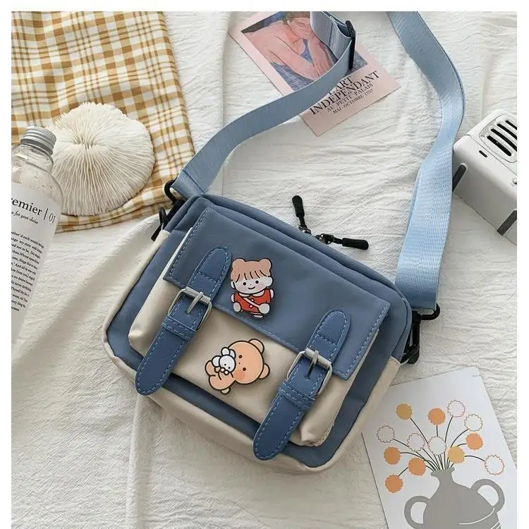 Girls Kawaii Canvas Shoulder Bag Fashion Cute Korean Crossbody Bag School Beach Travel Storage Bag