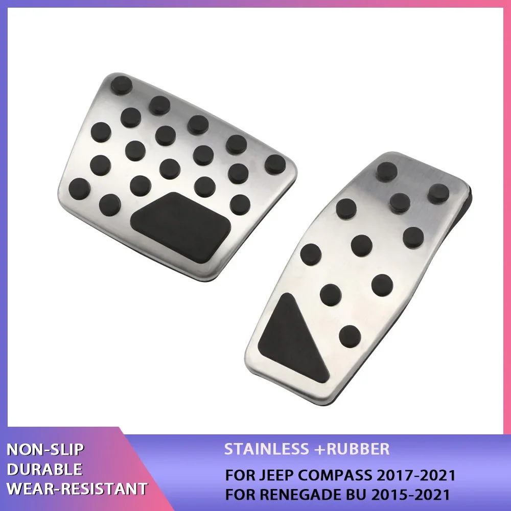 AT Car Pedals for Jeep Compass 2017-2021 Renegade BU 2015-2021 Accelerator Brake Pedal Footrest Pedals Cover Pads Accessories