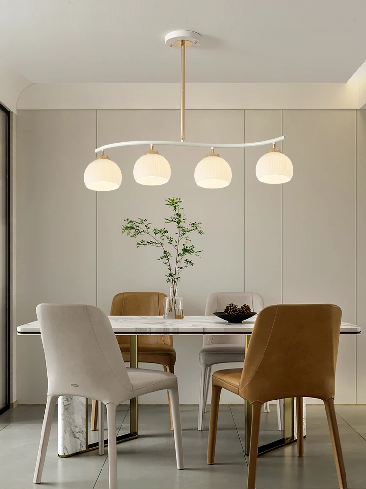 Restaurant chandelier simple modern creative cream air suction hanging dual-purpose office tea room lamp warm home dining table