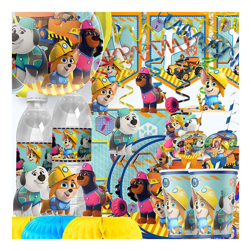 

Pupstruction Phinny Happy Birthday Party Decorations Balloons Backdrop Cake Topper Figurine Supplies Baby Shower Camp Toy Gifts