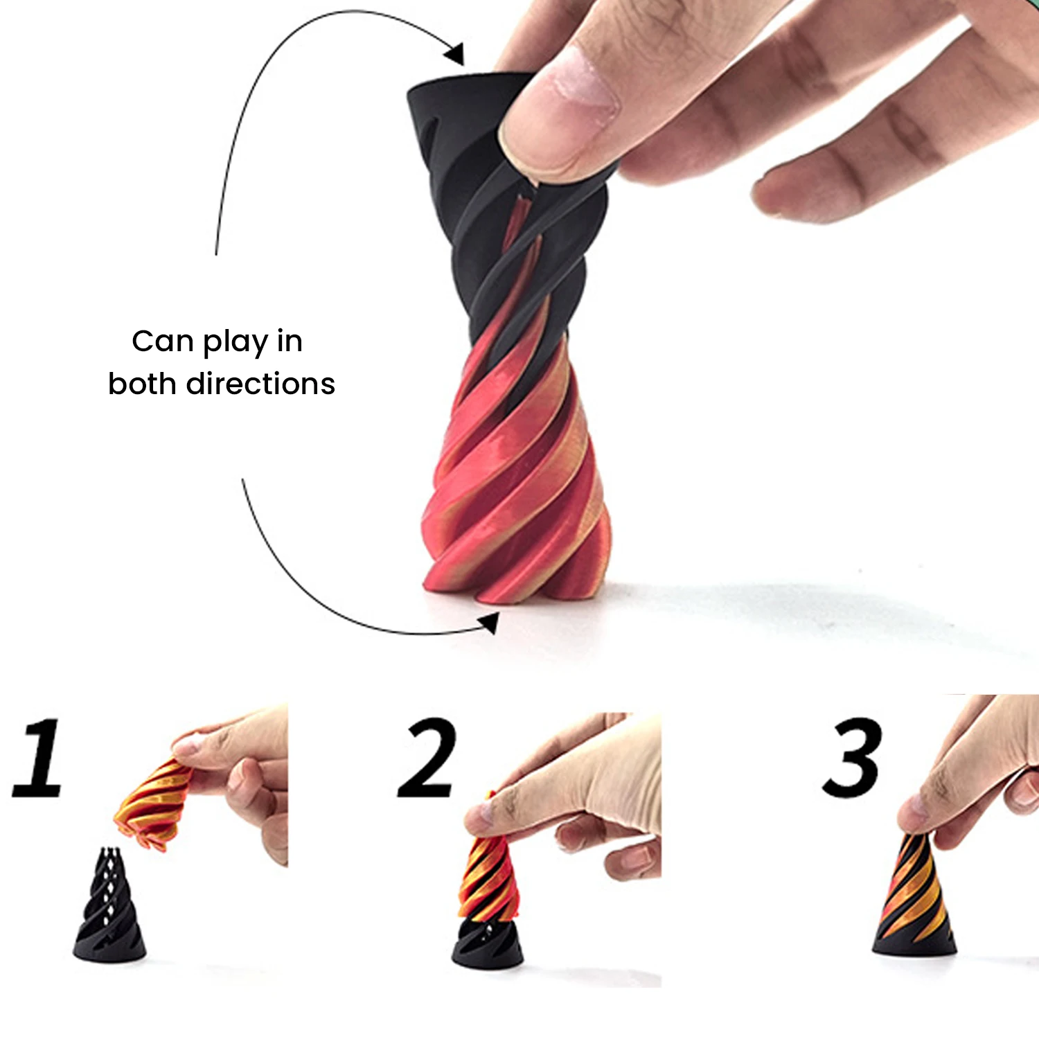 Impossible Pyramid Passthrough Sculpture Pass Through Pyramid Fidget Toy 3D Printed Spiral Cone Toy Mini Vortex Thread Illusion