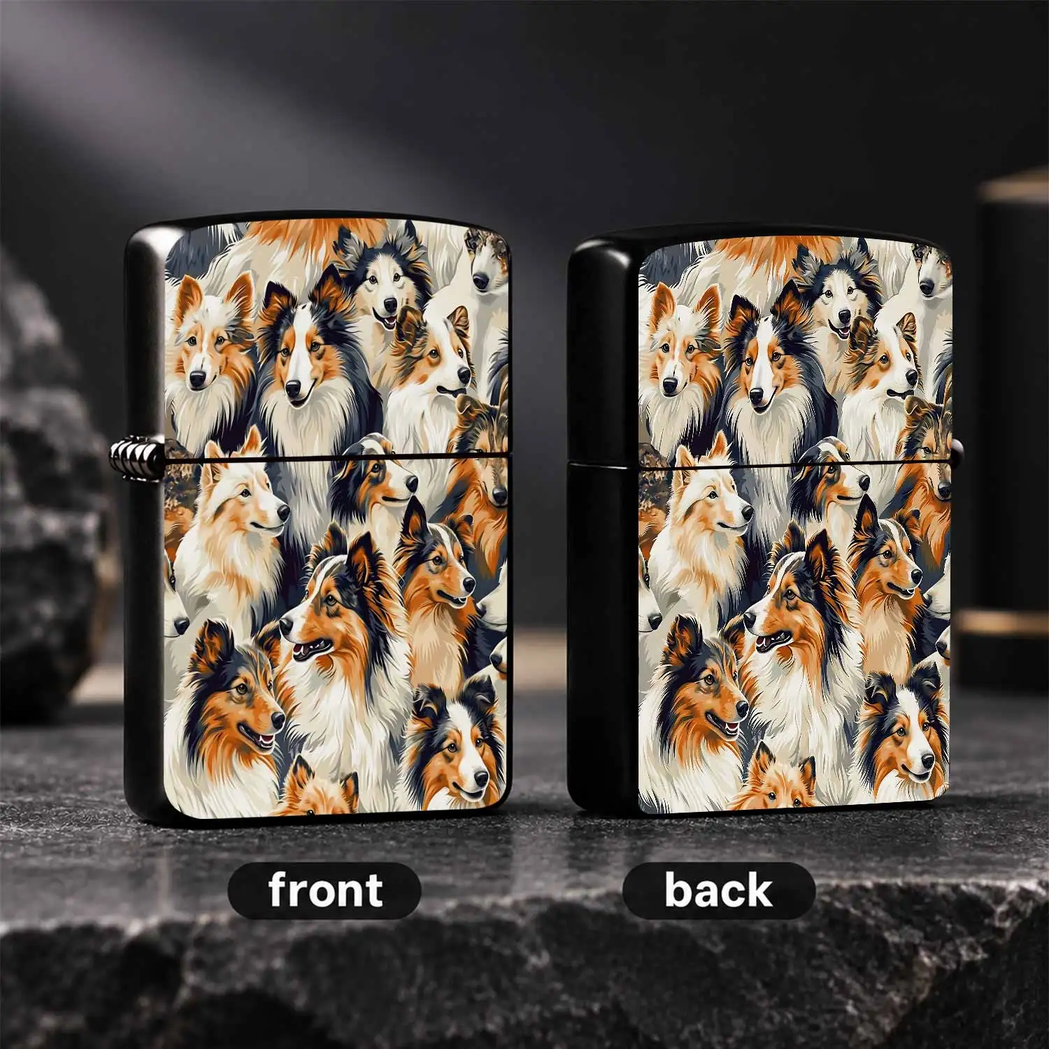 Adorable Shetland Sheepdog Printed Portable Lighter, Creative Pet Themed Daily Accessory, Exquisite Practical Gift for Dog Lovers, Suitable for Outdoor Gathering Travel and All Kinds of Daily Scenarios A Humorous And Interesting Lighter