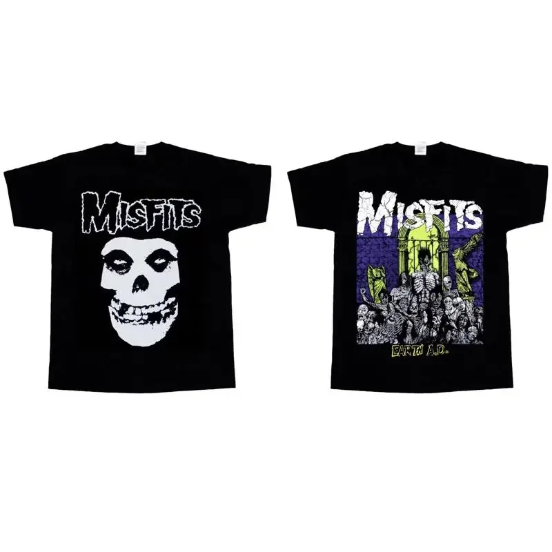 MISFITS SKULL EARTH AD A D WOLFS BLOOD DANZIG NEW BLACK T SHIRT 345XL