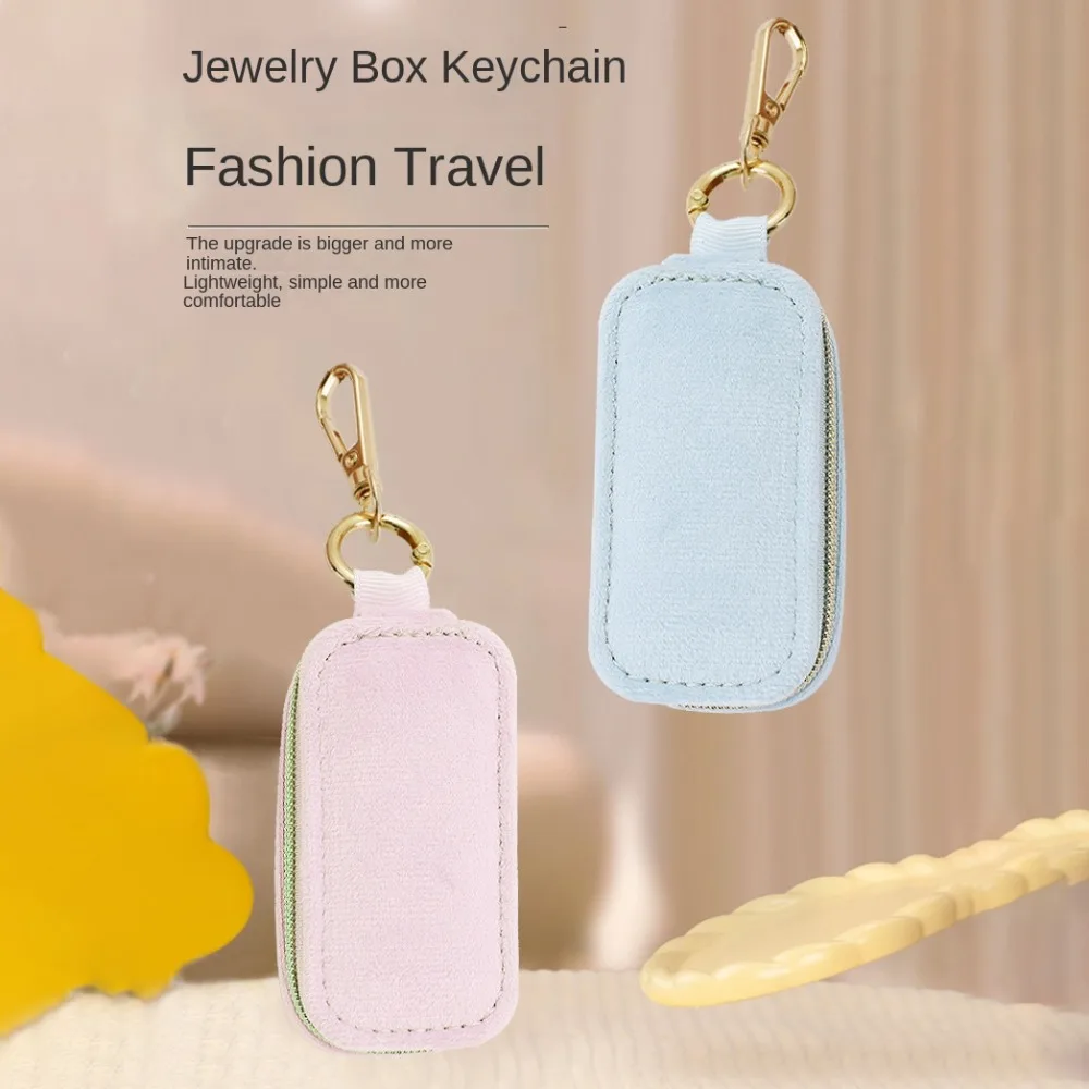 Nowe aksamitne pudełko do przechowywania biżuterii z brelokiem Mini torba na biżuterię Przenośne zawieszki Organizer biżuterii Etui ślubne