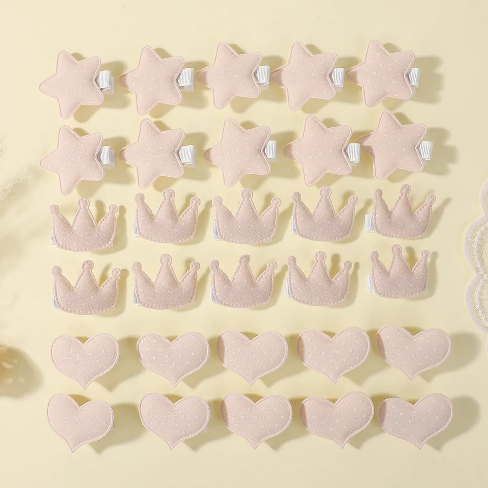 Zufällige Farbe, 30 Stück, niedliche Stern-Haarspangen für Mädchen, handgefertigt, süße Haarnadeln, karierte Blume, Kinder, Kleinkind, Kopfbedeckung, Haar-Accessoires