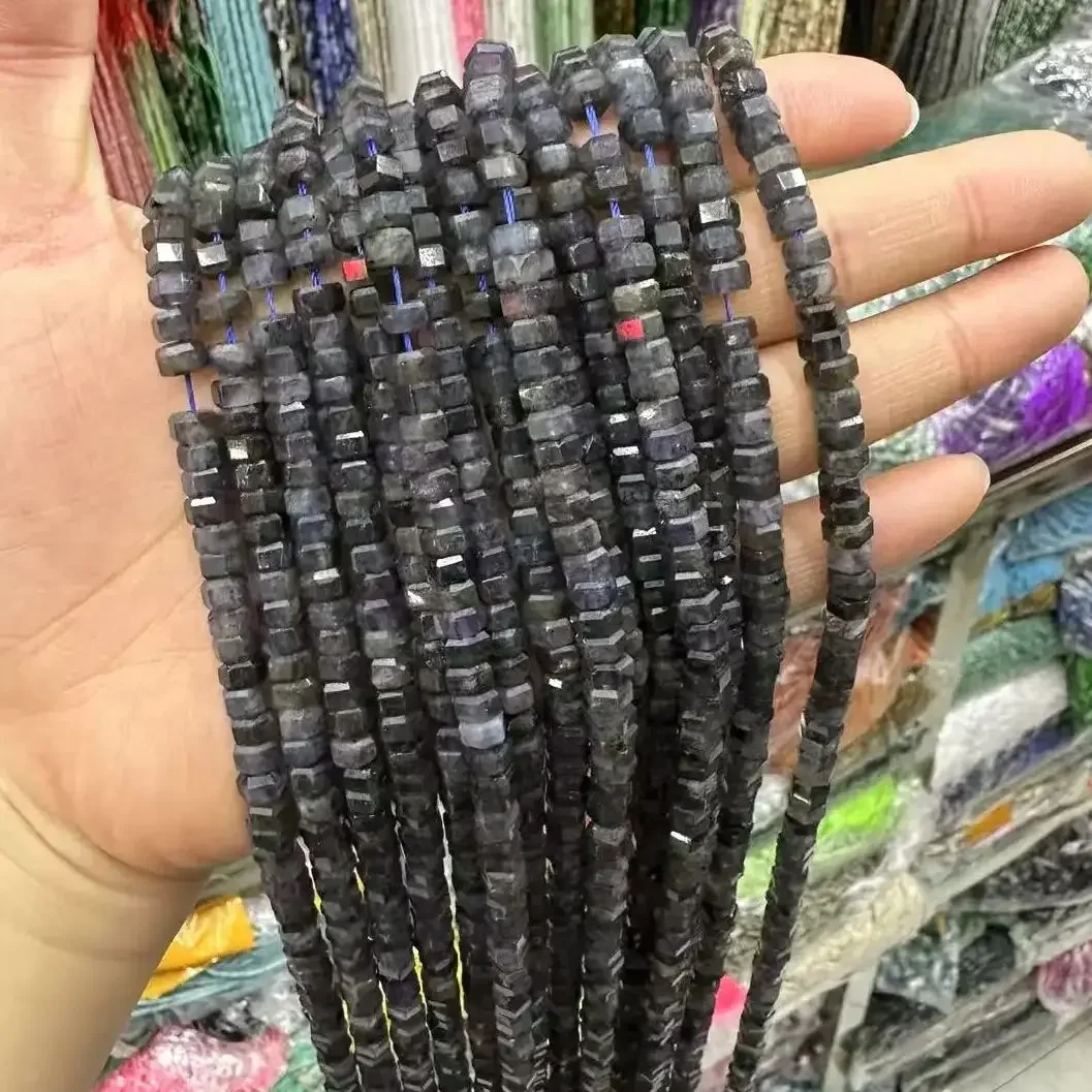 3*6 مللي متر الياوليت الطبيعي الأوجه مربع فضفاض الخرز-38 سنتيمتر بالجملة للنساء سوار ذاتي الصنع قلادة مجوهرات اكسسوارات #2