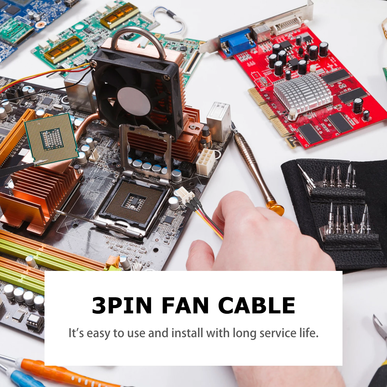 

3pcs CPU Fan Extension Cable 3-Pin Connector Splitter Adapter for Motherboard Durable Premium Material Long Service Easy