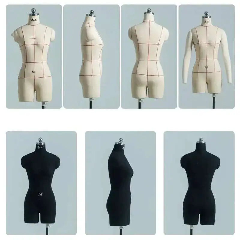 

Sewing Tailor Mannequin Linen Body Show Cloth Mannequin Ladies' Clothing Upper Body Window Display Model with Wheels Base