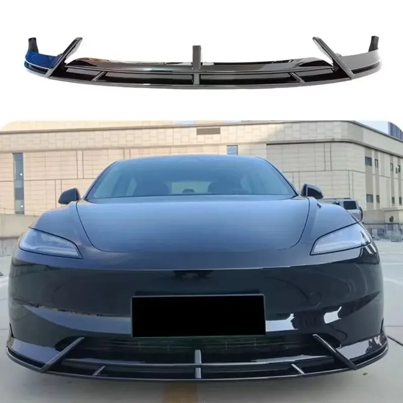 Per Tesla Model 3 Highland 2024 ABS paraurti anteriore in fibra di carbonio Lip Chin diffusore Body Kit Spoiler deflettore Tuning accessori