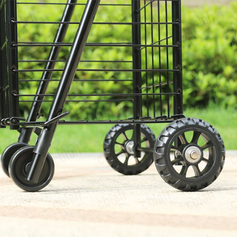 18L Shopping Cart Folding Trolley, 15kg Capacity, Anti-Slip Tank Wheels, Iron Pipe Frame, Foldable & Easy Storage, NO ASSEMBLY