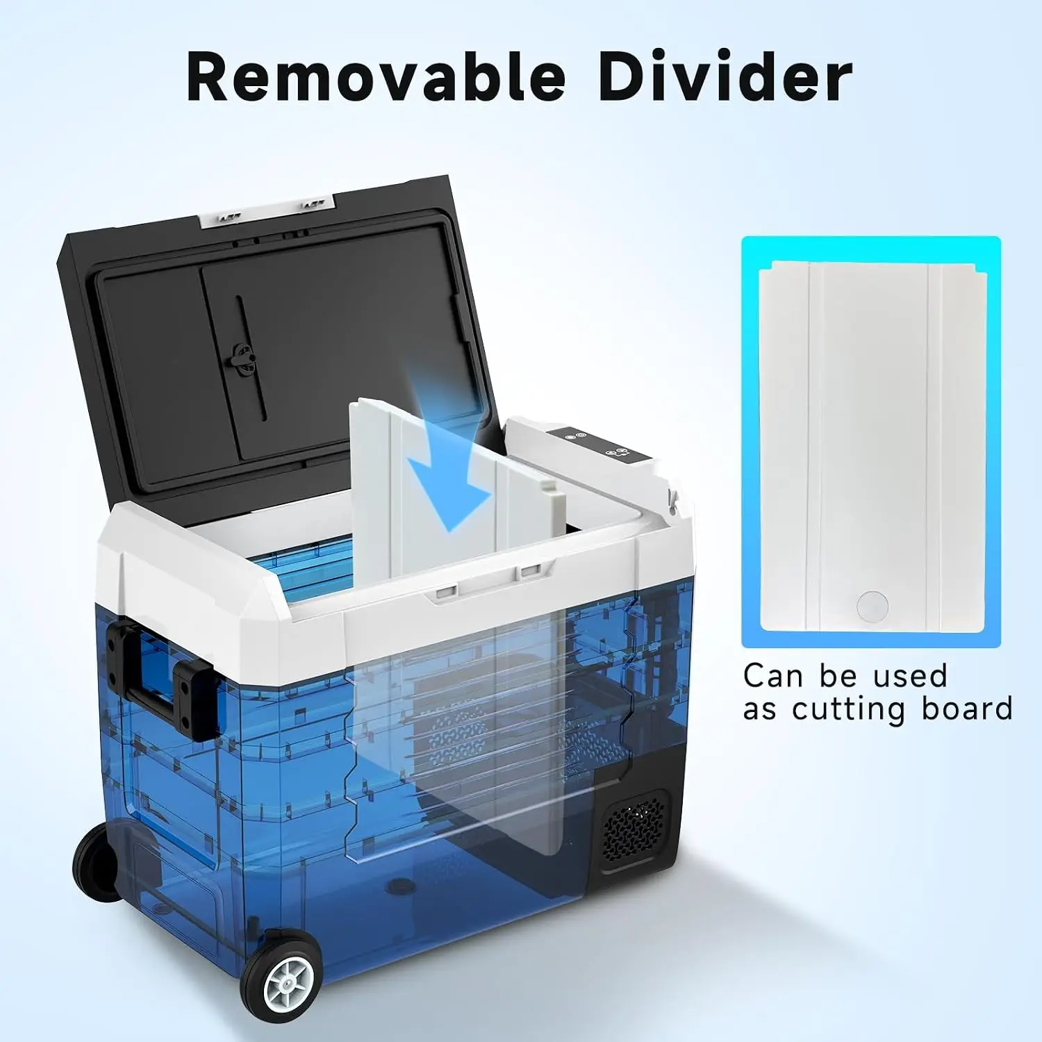 Car Fridge, Car Refrigerator with Wheels, Electric cooler, Portable Freezer, 4℉~68℉, 12/24V DC, 100~240V AC APP Control, Portabl